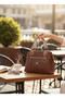 100% Raven Genuine Leather Look 3-Compartment Luxury Women's Bag - Casual and Stylish Design - with Shoulder Strap - 2