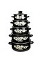10PCS Enamel Cooking Casserole Set, Multi-Size Pots with Lids, Classic Flower Print, Long-La