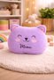Plush Decorative Pillow with Cute Cat Figure – Soft Textured Kids & Teen Room Throw Pillow with Meow Written on It - 2