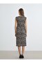 Crew Neck Leopard Print Dress - 4