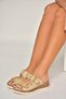 Y555021703 Beige Genuine Leather Comfort Orthopedic Sole Women's Slippers