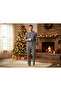 Home Wear Men's Fleece Pajama Set - Winter Soft Texture Top and Bottom Set