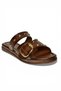 Y390450703 Brown Genuine Leather Women's Slippers with Staple Detail - 6