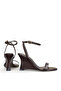Women's Brown Stone Buckle Semi-Shiny Sandals with Padded Sole and Bow Stone K301 - 6