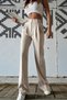 Seren Cream Stylish Pleated High Waist Trousers - 2