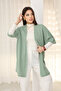 U Shawl Collar Short Sleeve Simple Basic Midi Length Seasonal Knitwear Cardigan - 6