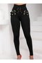 Women's High Waist Front Cross Bird Eye Detailed Diver Leggings - 3