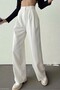 Alessa Ecru High Waist Stylish Palazzo Fabric Trousers - 3