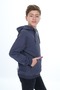 Boy's Oversize Hooded Pocket Low Shoulder Printed Sweatshirt - 2 Yarns - 3