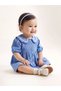 Blue Embroidered Peter Pan collar Checkered Baby Girl Dress