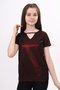 Girl's Glittery V-Neck Short Sleeve T-Shirt