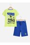Boys Round Round Graphic T-Shirt & Blue Shorts Set - 4