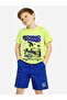 Boys Round Round Graphic T-Shirt & Blue Shorts Set - 3