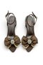 Women's Brown High Heel Stoned Bow Satin Evening Dress Sandals K1102 - 3