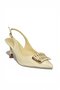 Y308203160 Beige Rustic Thin Heeled Women's Shoes with Buckle Detail - 5