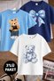Teddy Bear Teddy Bear and Ribbon Printed 3-Pack Navy Blue-Blue-White Girls' T-Shirt
