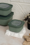 Set of 6 Square Green Storage Containers – 2 X (1750 1050 600) Suitable for Microwave and Deep Freezer - 2