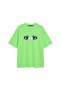Manga Eye Printed Comfortable Fit 30/1 Unisex Green Tshirt