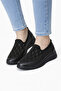 Women's Black PU Sole Square Stone-Decorated Comfortable Orthopedic Sneakers - 6