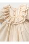 Miranda Fisto Fluffy Collar Detailed Organic Baby Girl Special Occasion Dress 100% Cotton - 5
