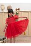 Red Short Balloon Tulle Sleeve Detailed Baby Girl Dress with Six Tutus - 2