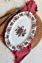 Antique Rose 2-Piece 30 cm Premium Porcelain Large Size Kayık Presentation Serving Set with Burgundy Floral Pattern