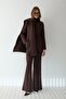Scarf Detailed Jacket Set Brown 2662 - 7