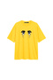 Anime Eye Printed Comfortable Fit 30/1 Unisex Yellow Tshirt