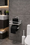 White Strong Adhesive Shelf Toilet Paper Holder - No Drilling Required, Bathroom Organizer - 3