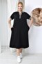 Plus Size Polo Collar Dress with Piping Detail - 2