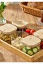 Glass Breakfast Set - Bamboo Square Breakfast Set 13 Pieces, Striped - 4