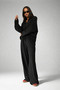 Women's Black Modal Fabric Oversize Tracksuit Set Casual Comfortable Top and Bottom Set - 3