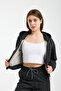 Women's Silvery Glitter Fabric Top Zipper Tracksuit - 2