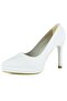 Scarlett Classic White Patent Leather Pointed Toe Thin Platform Heeled Bridal Shoes - 4