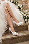 Scarlett Classic White Patent Leather Pointed Toe Thin Platform Heeled Bridal Shoes