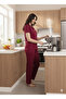 Burgundy Dublin Front Button Long Sleeve Women's Pajamas Set - 2