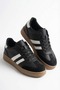 Black and White Women's Retro Sneakers Striped Casual Sports Shoes 122Nav - 4