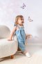 Denim Overalls with Knitted Detail and Bandana for Baby Girl, 100% Organic Cotton, Casual - 2