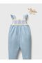 Denim Overalls with Knitted Detail and Bandana for Baby Girl, 100% Organic Cotton, Casual - 4
