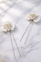 Ceramic Flower Patterned Pearl Bridal Hair Accessory Promise, Engagement, Wedding Bun Hairpin 2 Pieces - 3
