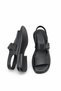 Galivella Black Women's Genuine Leather Strappy Buckle Detailed Daily Comfortable Sole Stylish Sandals - 7