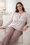 Large Size Women's Long Sleeve Crochet Patched Cotton Pajama Set 4026 White01 - 4