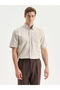 Southbluebeige Regular Fit Short Sleeve Linen Look Men's Shirt
