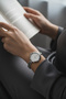 Prodas Silver Minimal White Dial Stone Detailed Premium Women's Wristwatch - 5