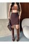 High Waist Asymmetrical Skirt with Closure Detail - 6