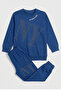 Boy's Waiter Style Cuffed Cotton Combed Cotton Pajama Set 4104 Indigo01 - 2