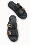 Luna Sola Women's Double Buckle Slippers 00120415 Black - 6