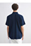 Navy Blue Regular Fit Short Sleeve Dobby Men's Shirt from Plus-Store - 4
