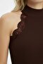 Women's Half Turtleneck Lace Detailed Zero Sleeve Camisole Blouse - 2