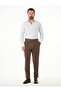 Men's Regular Fit High Waist Pleated Buckle Fabric Trousers - 8